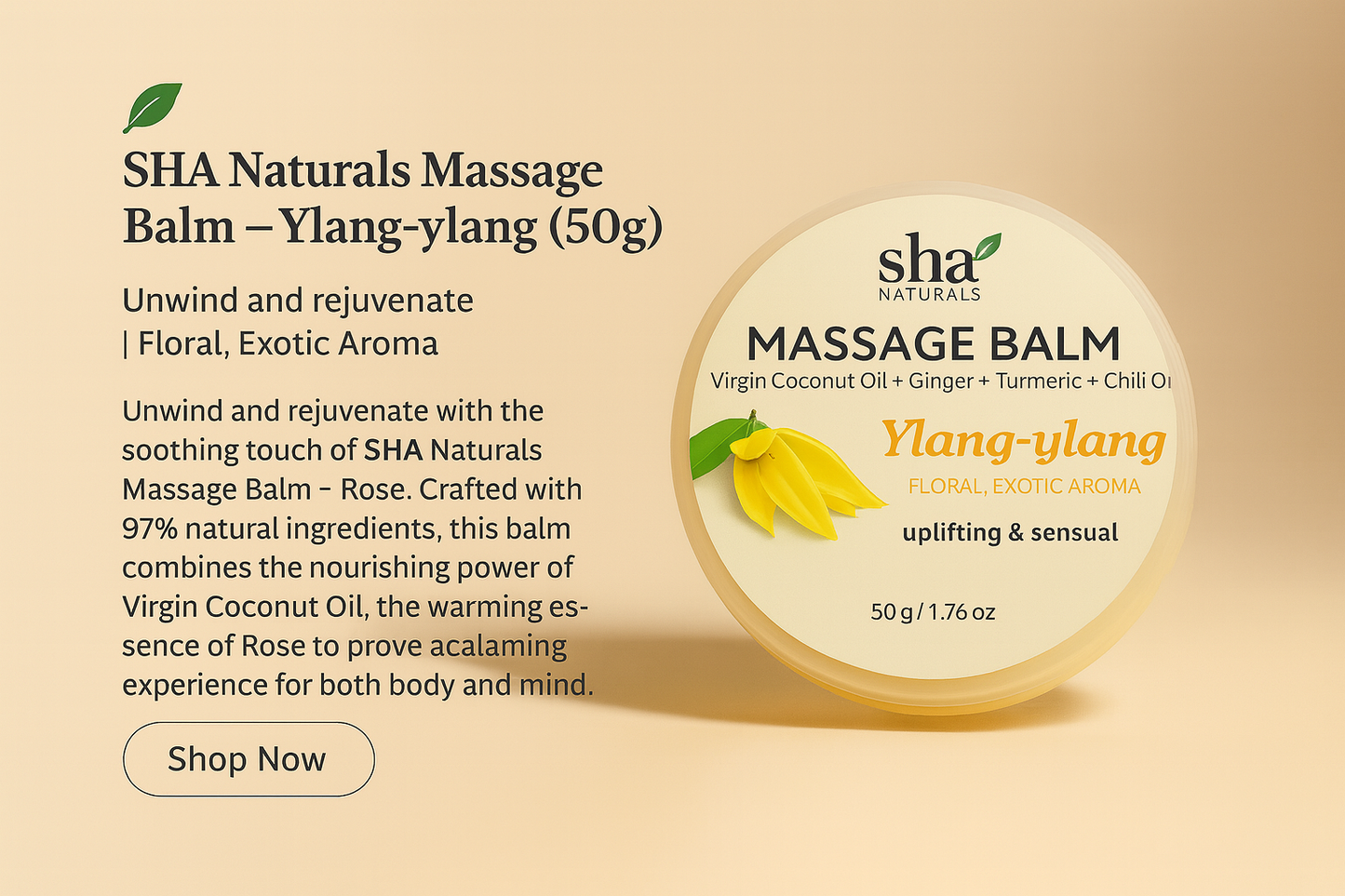 SHA Naturals Massage Balm – Ylang-Ylang (50g)