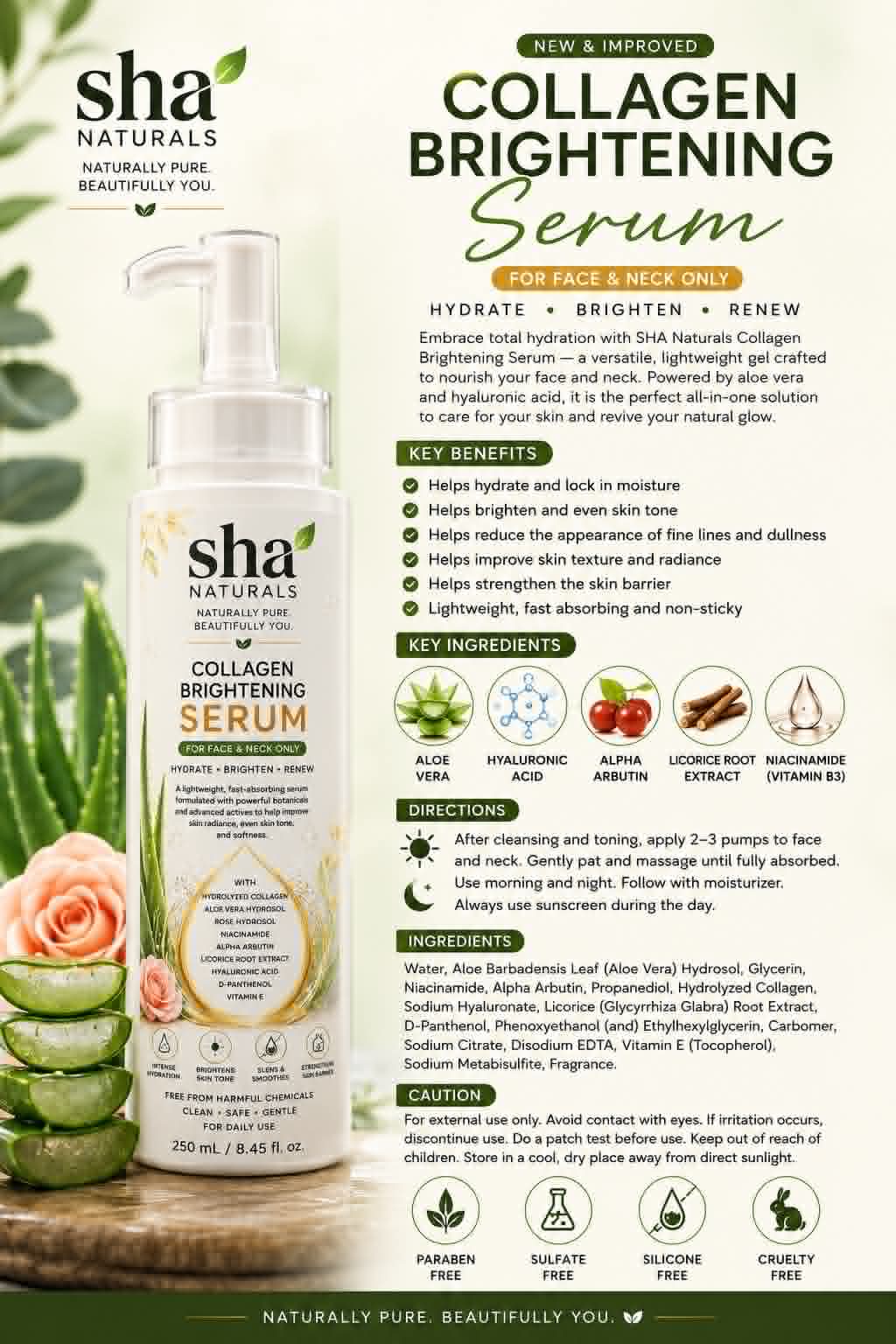 SHA Naturals Collagen Brightening Serum (250ml)